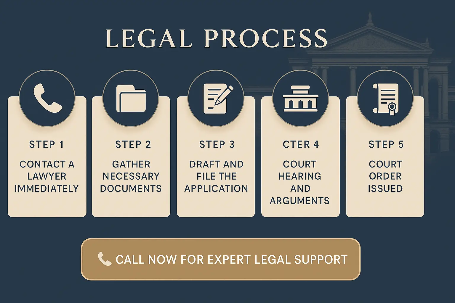 Step-by-step infographic showing how to apply for anticipatory bail in Bangalore including contacting a lawyer, gathering documents, filing the application, attending court hearing, and getting court order in 2025.